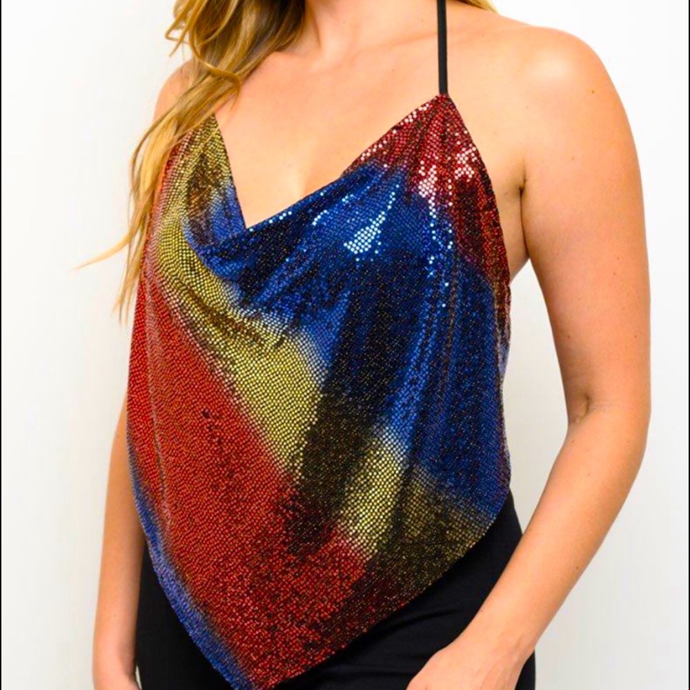 Plus Size Metallic Sleeveless Top
